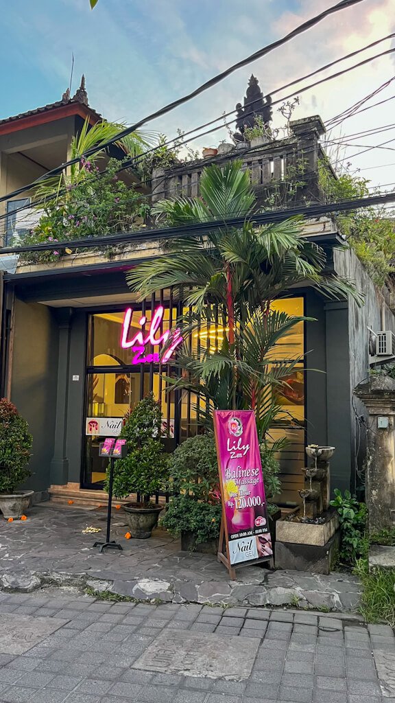 Centro de masajes Lily Zen en Ubud – recomendado itinerario de viaje a Bali en 7 días