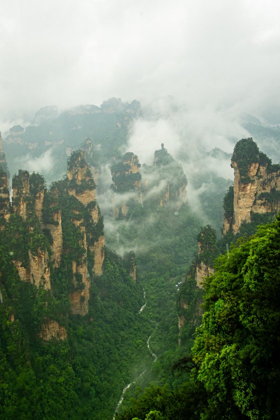Montañas de Zhangjiajie con sus característicos pilares de roca